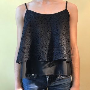 Black lace layered tank top!
